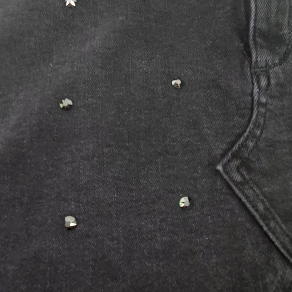 DL1961 Black Frayed Jeweled Denim Mini Skirt - Picture 7 of 8